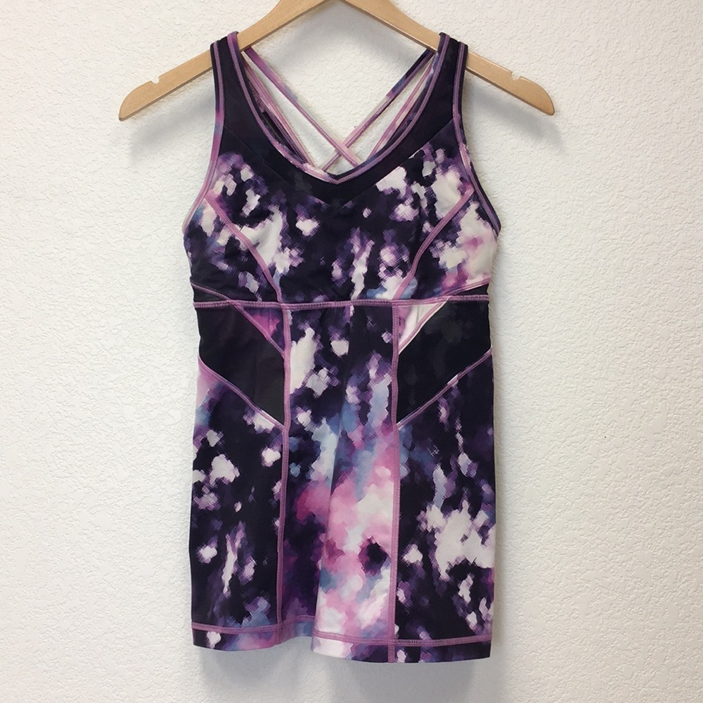 lululemon athletica Purple Pink Black Printed Strappy Tank